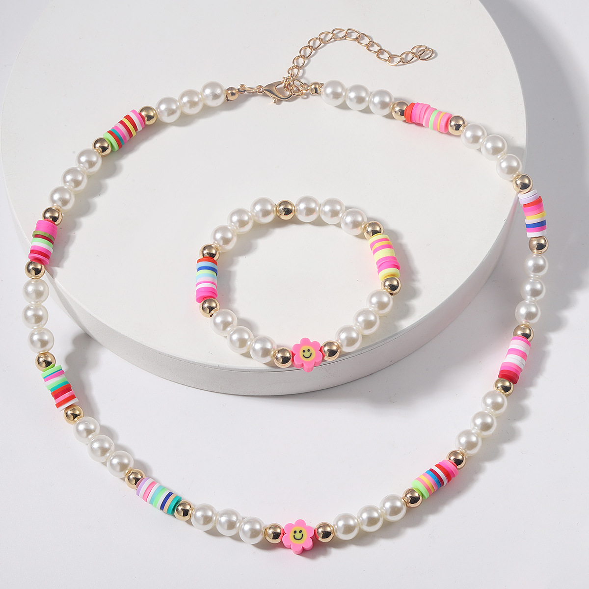 2022 neue Einfache Handmade Perlen Bunte Polymer Clay Kleine Goldene Ball SUNFLOWER Perle Halskettepicture4
