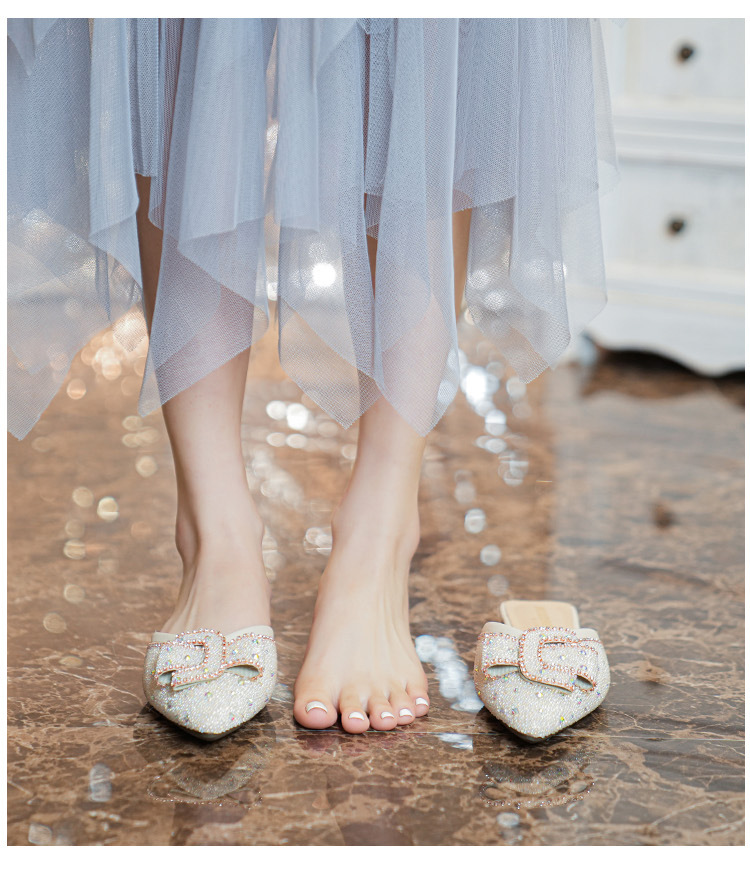 2023 spring and summer new outerwear all-match net red low-heeled sandals pointed toe Muller drag_voghion.com