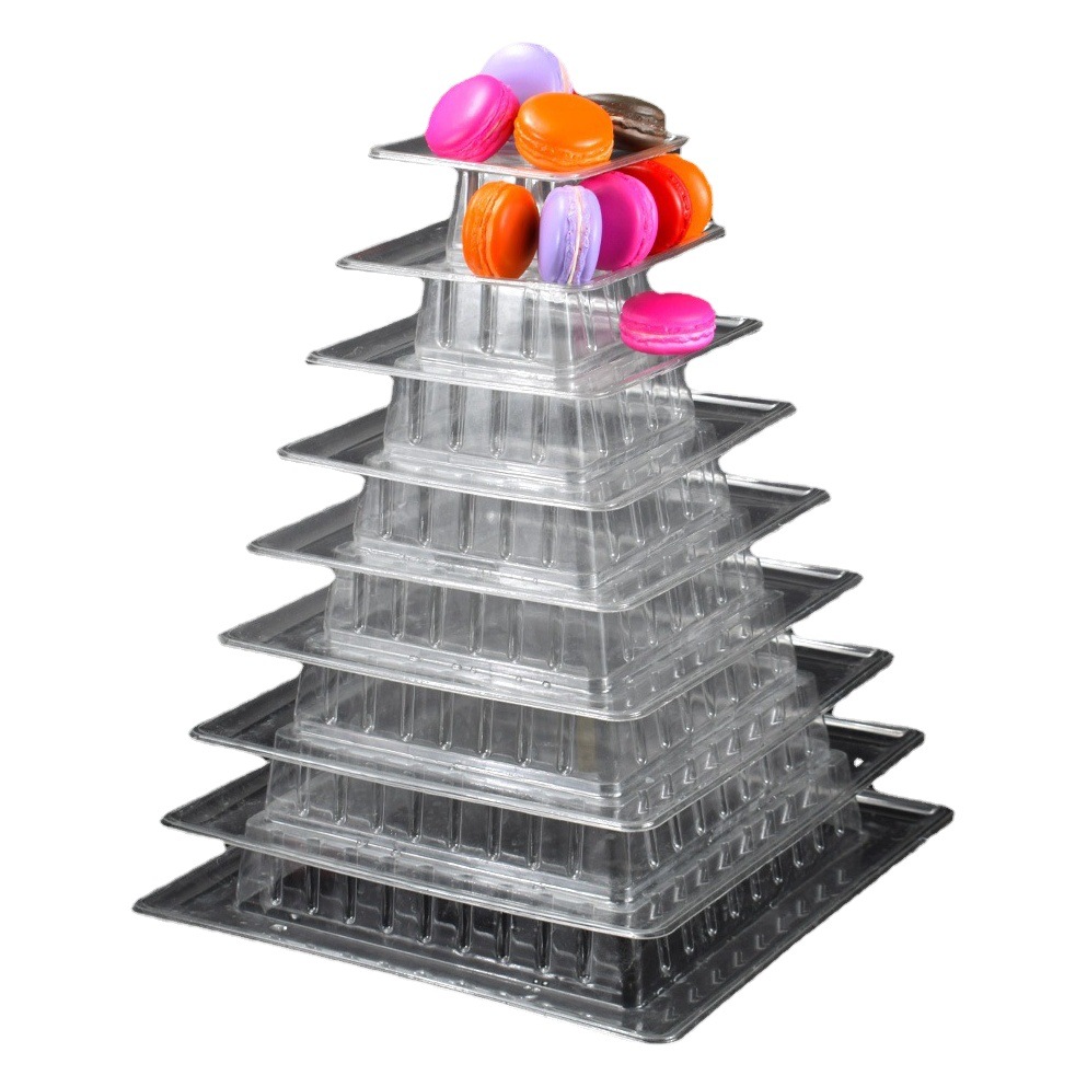 Soporte de exhibición cuadrado de 9 capas de 5 capas soporte de exhibición macaron torre de postre soporte de exhibición de la boda