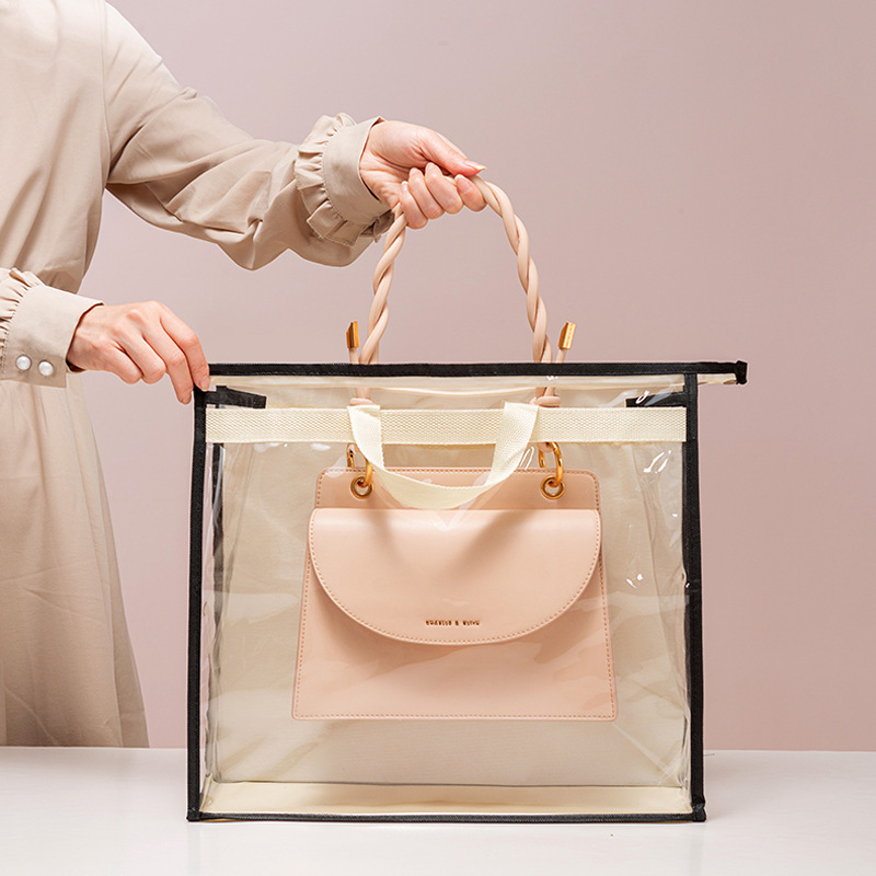 Bolsa de almacenamiento bolsa de armario colgando bolsa de almacenamiento de PVC transparente a prueba de polvo transpirable a prueba de humedad bolsa colgante bolsa de cuero bolsa protectora