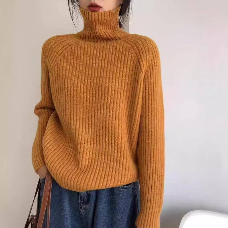 Thickened Warm Turtleneck Knitwear for Women, New Style, Lazy, Soft and Waxy Long-Sleeved Knitwear, Autumn and Winter Bottoming Loose Top