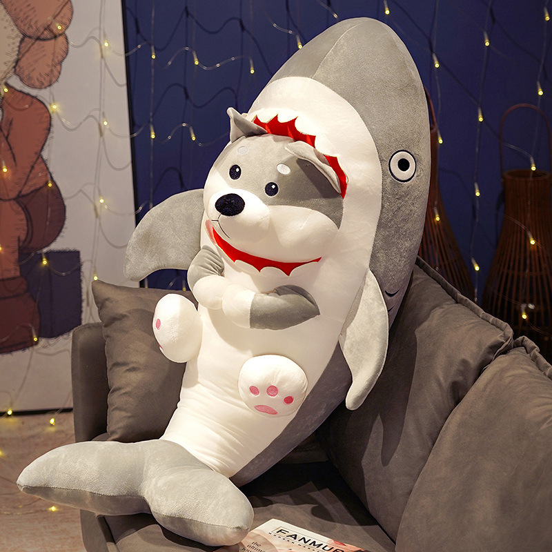 Shark Dog Doll Sleeping Pillow Funny Doll Sand Sculpture Plush Toy Bed Doll Funny Shark Birthday Gift