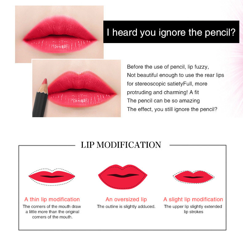 VIBELY European and American export matte non-stick cup lip liner lipstick 12-color line lip liner makeup cross-border wholesale Specification drawing