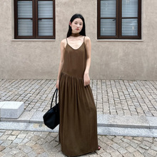 DIGM广州十三行女装2025秋冬极简斜腰天丝吊带裙连衣裙女A32070