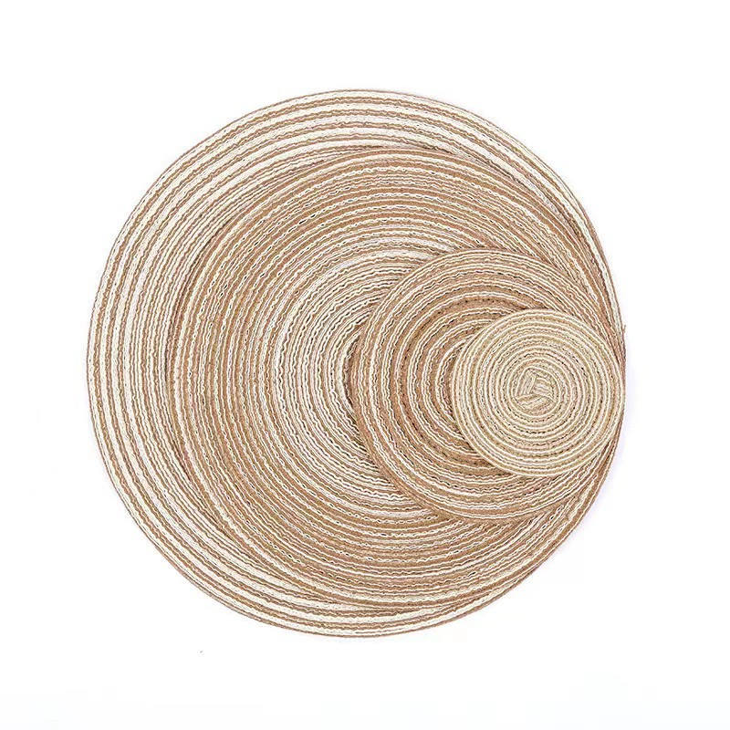 Round Cotton-Yarn Placemat, Nordic Woven Non-Slip Insulation Pad, Sizes 11 cm & 38 cm