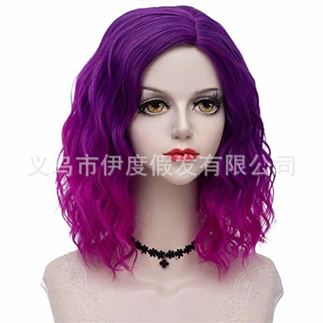 Foreign trade wig Europe and America Long Curls man's hair style with hair parted on the side Wig lady Headgear Fiber Corn Spot wholesale