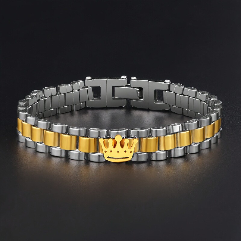 Crown Bracelet Minimalist Light Luxury Original Design Cross-Border Carefully Selected Unisex Commuter Stainless Steel Direct Supply Men's Chain
