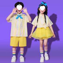 26儿童啦啦队演出服小学生合唱朗诵毕业班服幼儿园绿色表演六一