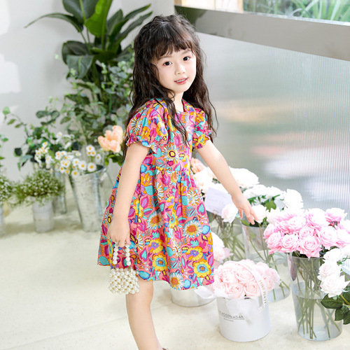 Girls Dress 2024 Summer Korean Princess Dress Baby Girl Children's Clothing Foreign Trade Stall Children's Dress