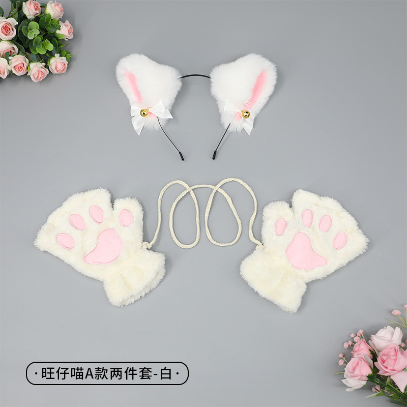 Entrega de una sola pieza lindo gato Cosplay accesorios orejas de gato diadema garra de gato guantes cola de gato accesorios traje