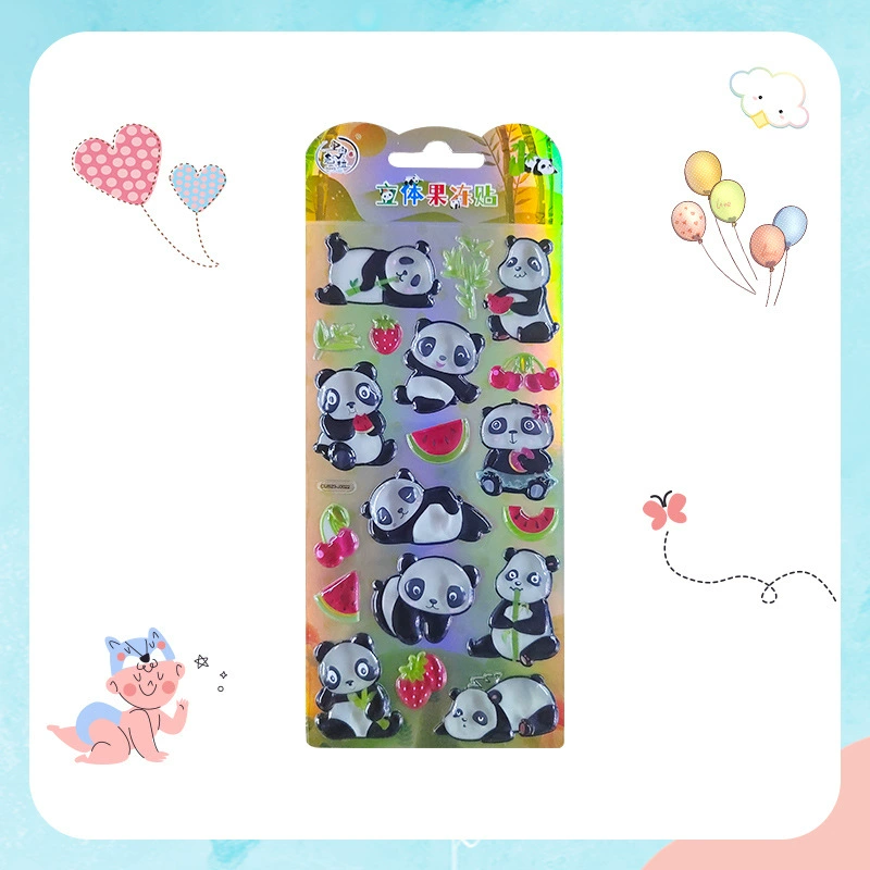 Карточка: Cartoon cute children's waterproof award for kindergarten, stickers for elementary school students, panda, cute animals, 3D, Birthday gift