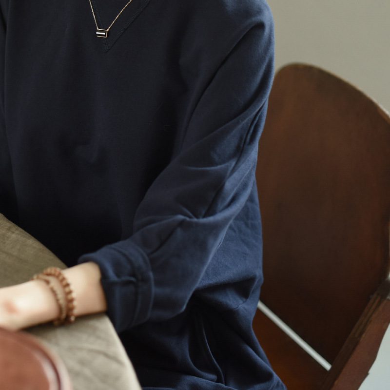 Spring Autumn and Winter Silk Backing Knitted Long-sleeved Sweater Simple All-match dress