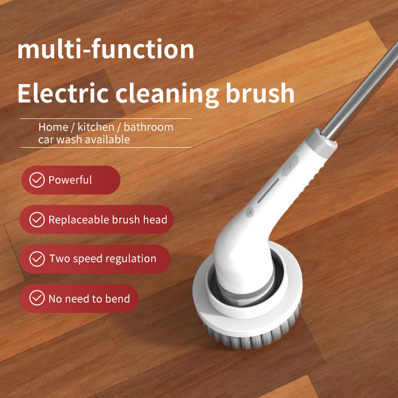 Cross-border Eight-in-one Wireless Electric Cleaning Brush Long Handle Retractable Bathroom Toilet Floor Electric Brush Electric Mop