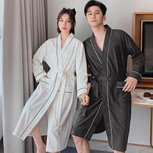 情侣款睡袍春秋长款纯棉酒店一对薄款吸水速干男浴袍夏