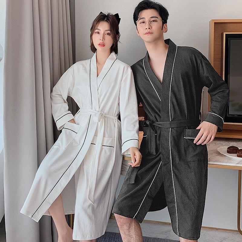 Couple Style Nightgown Spring and Autumn Long Pure Cotton Hotel Pair Thin Absorbent Quick-Drying Men's Bathrobe Summer Couple Style Nightgown Spring and Autumn Long Pure Cotton Hotel Pair Thin Absorbent Quick-Drying Men's Bathrobe Summer