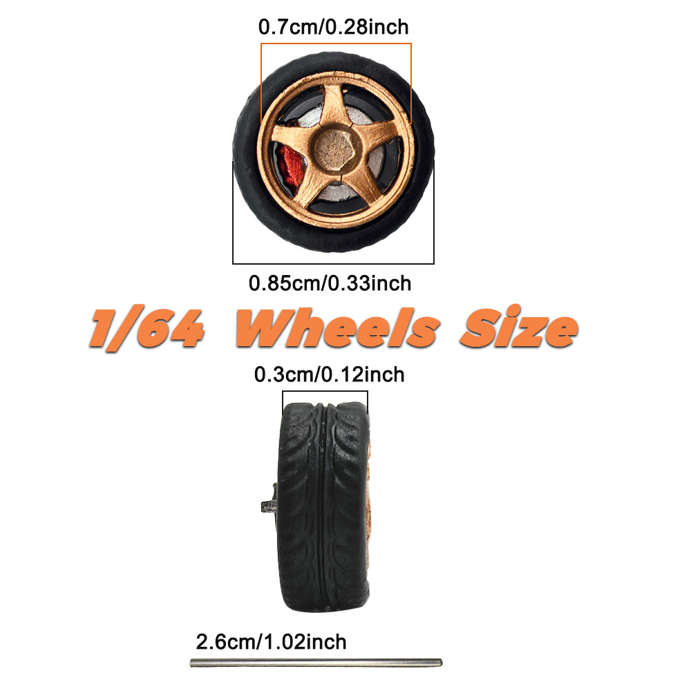 1/64 모델 휠 허브 캘리퍼 디스크 브레이크 금속 페인트 금속 샤프트 X3 직경 8.5MM