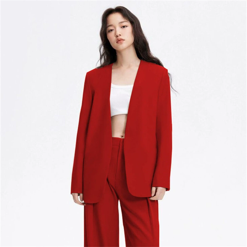Весенне-осенний серый костюм для женщин 2025 Новый маленький повседневный пиджак с широкими брюками Двухкомплектный набор