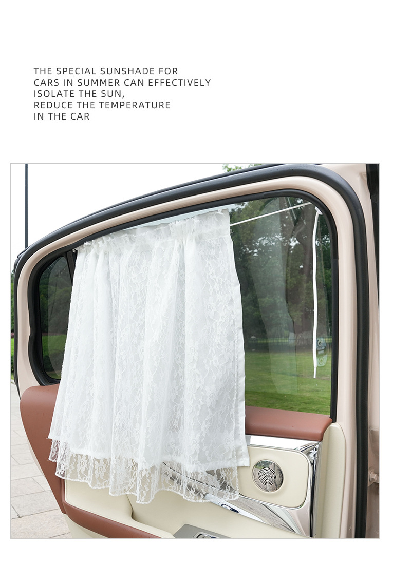 Blue Rain Car Curtain Lace Double-layer Car Sunshade Sun Protection Insulation Car Hanging Suction Type Curtain Side Curtain