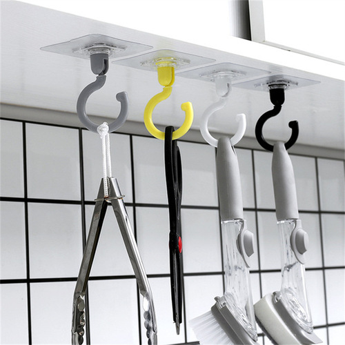 Ceiling rotating hook strong adhesive hook household multi-functional adhesive hook kitchen and bathroom wall key hanging door coat hook
