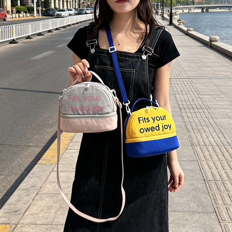 Cross-Border New Style Color-Blocking Shell Handbag with Fashionable Letter Design, Dopamine Korean Version Trendy Crossbody Bag