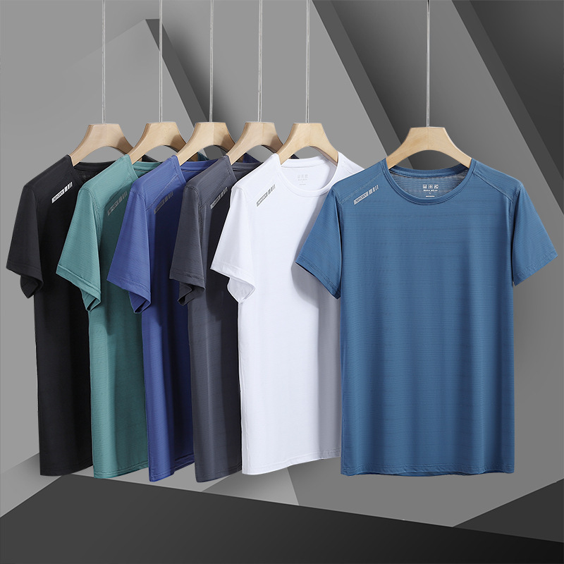 Summer Ice Silk Quick-Drying Couple's T-Shirt Summer Sports and Leisure Quick-Drying Breathable Stretch Nylon Real Ice Silk Short-Sleeved Shirt