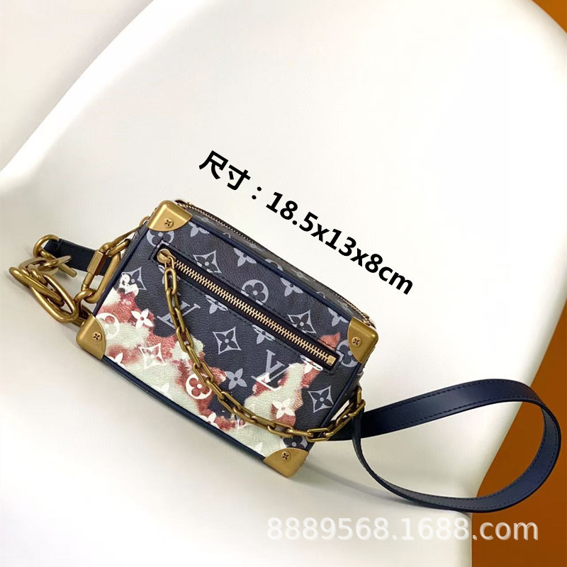 直接供給クロスボーダー m lv メンズバッグレディースバッグブラックウォリアーメッセンジャーバッグ枕バッグチェーンバッグボックスバッグポータブルブリーフケース|undefined
