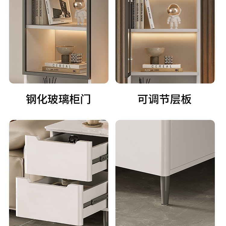 实木沙发边柜边几客厅2025新款侧边柜置物架轻奢感岩板隔断柜|undefined