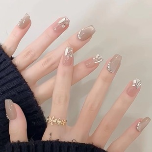 Handmade Nail Art Flash Sticker Diamond Simple Removable Nail Art White Retro Wearing Nail Sticker