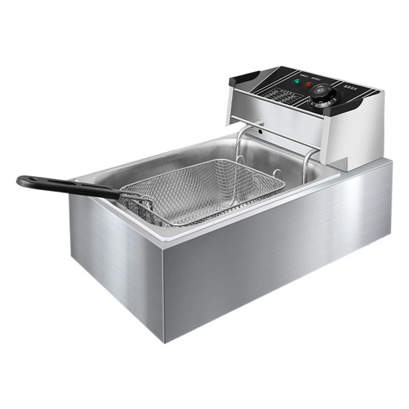 Коммерческая настольная электрическая фритюрница, одноцилиндровая электрическая фритюрница для жарки курицы, курицы-попкорна, куриных крылышек, картофеля фри, электрическая фритюрница большой емкости с постоянной температурой.