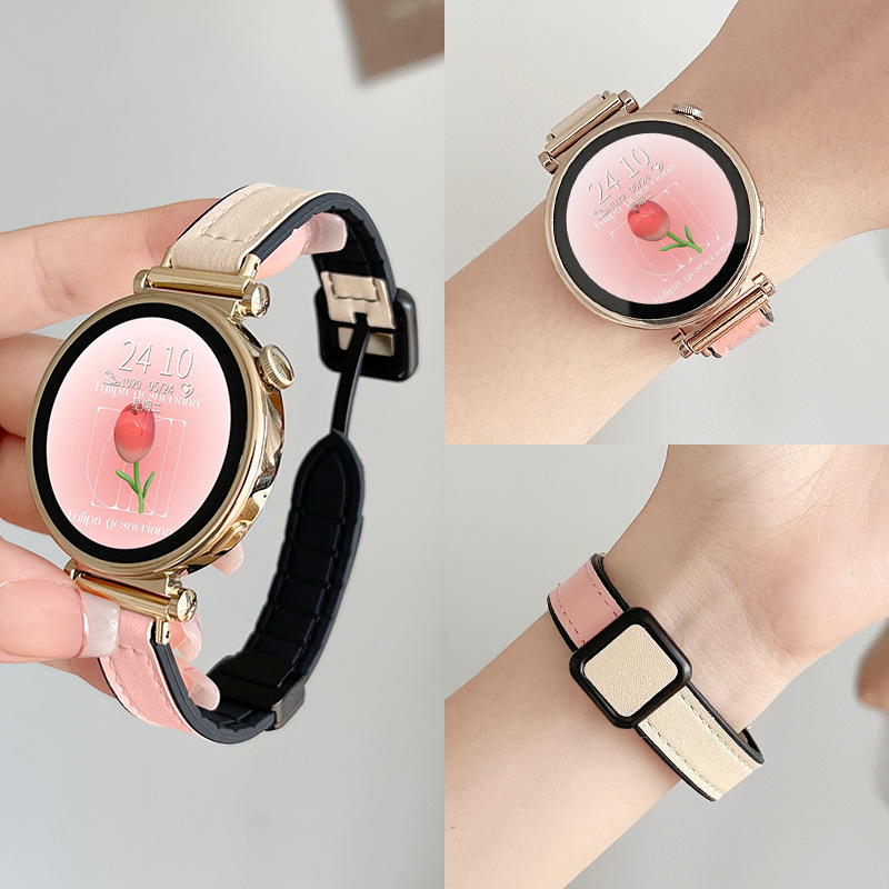 Suitable for Huawei Gt5/6 Watch Strap, New Gt4 Watch 41mm Women's Leather Strap, Watch Gt3 Women's Magnetic Strap