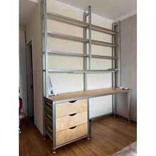 铝型材书桌带抽屉收纳柜家用电脑台式办公桌连体书桌柜简易写字台