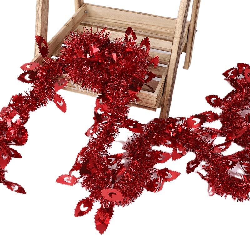 Decoración navideña transfronteriza rayas de color cola de Fénix rayas de lana más madder actividades de fiesta de cumpleaños guirnalda cinta 2 M