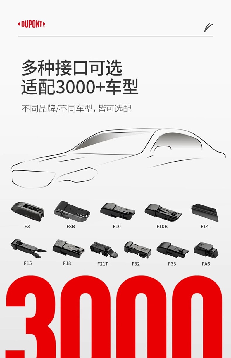 Dupont Wiper Blades for Cars, Boneless Wipers, Silent, Original Factory Quality, Car-Specific