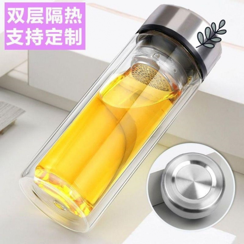 摔钢化玻璃杯茶叶杯子摔不烂的隔热保温水杯双层鹅蛋杯男士茶杯防|undefined