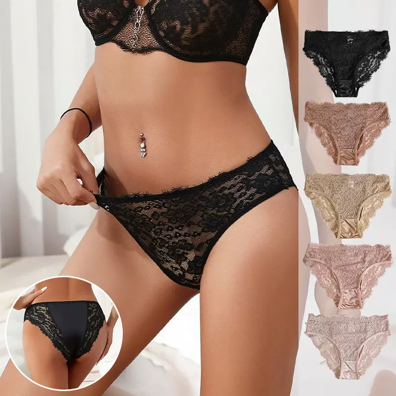 跨境工厂内裤女性感法式蕾丝火辣半透明低腰情趣女士三角裤短裤头