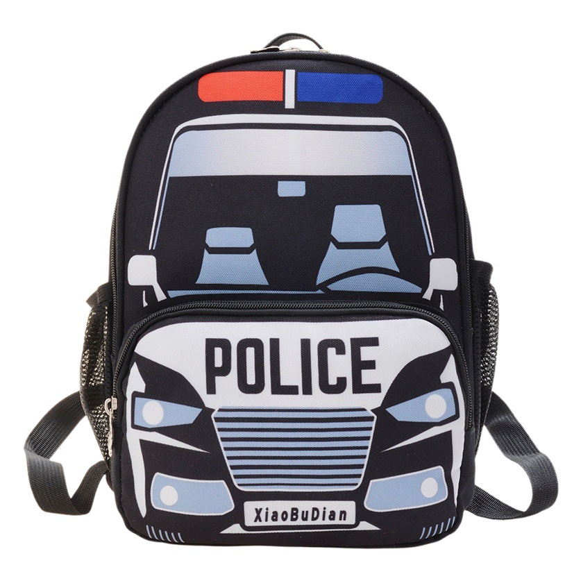 New Children's Fashionable Police Car Schoolbag Boys and Girls Korean Style Trendy Backpack Kindergarten Snack Backpack