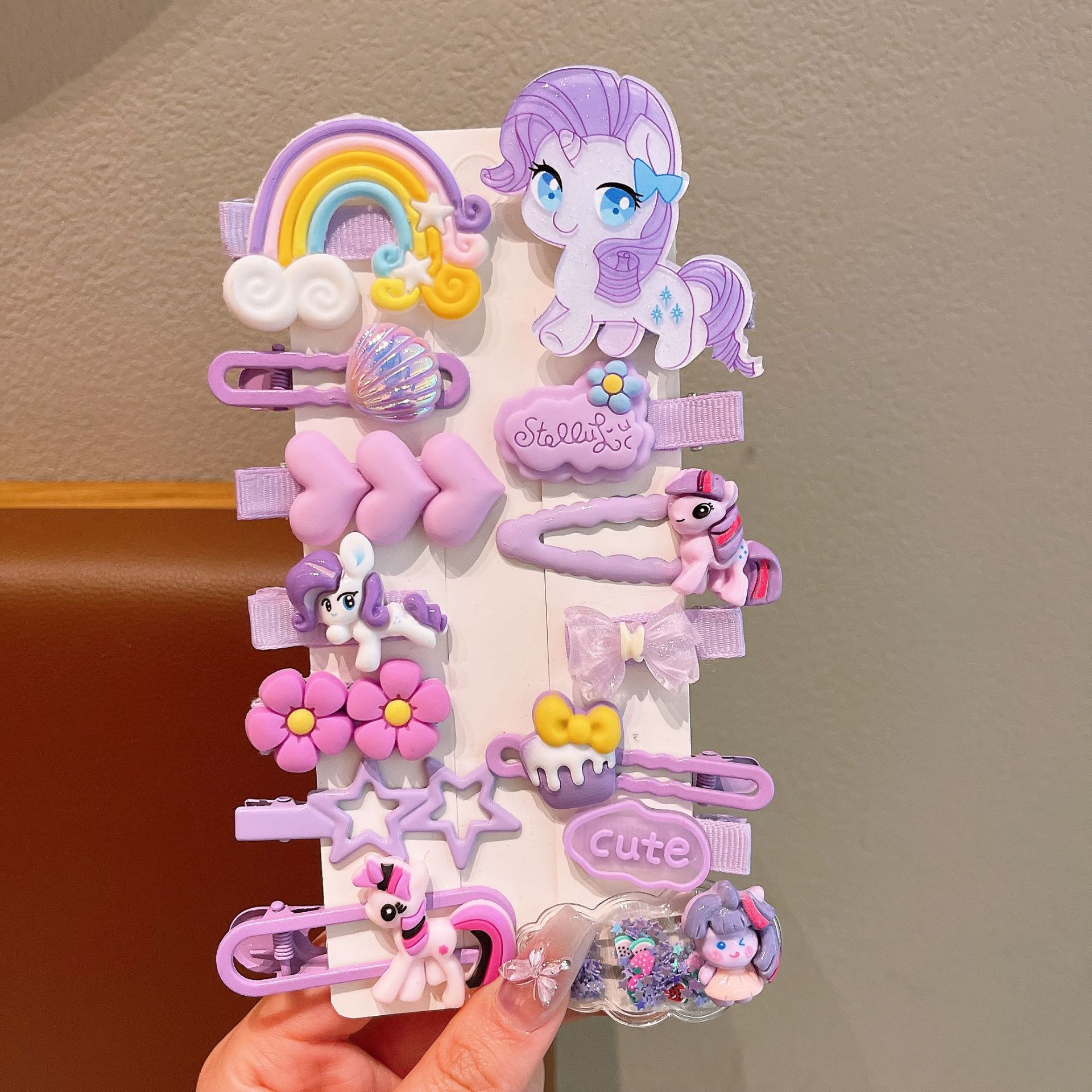 Niños de dibujos animados pony lindos pinzas de cabello niñas paoli pinzas de cabello niñas pinzas de cabello rotas para estudiantes set de pinzas de cabello BB