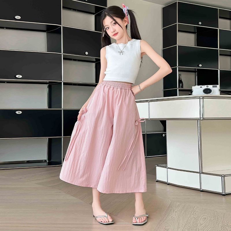 Girls' Culottes Casual Summer Pants Children's Thin New Summer Dress Large Children's Loose Capri Pants Wide Leg Pants