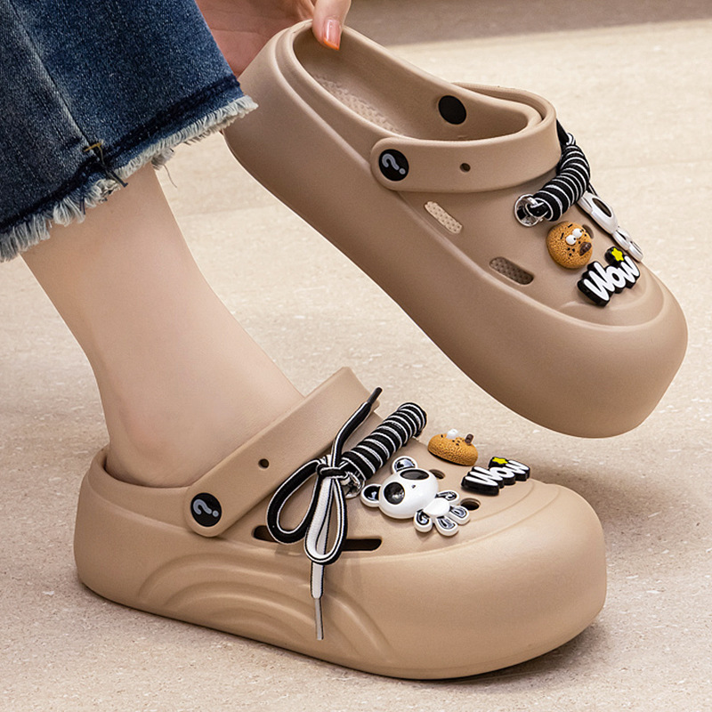 EVA nuevos zapatos de agujero de fondo grueso para mujeres antideslizantes de fondo suave de playa de verano para aumentar la altura de la moda zapatillas frías image 2