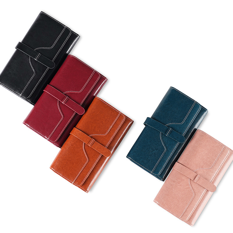 Women's Genuine Leather Wallet High-End Long Clutch Oil Wax Leather Vintage Multifunctional RFID Blocking Wallet - Thumbnail 5