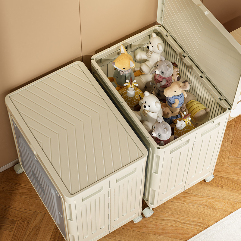 Caja de almacenamiento de ropa, caja de acabado, cubierta plegable, juguetes domésticos de gran capacidad, armario de almacenamiento móvil multifuncional