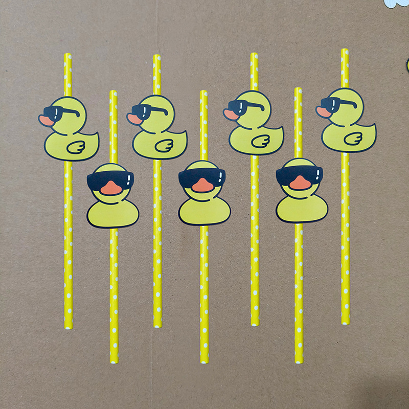 Antecedentes transfronterizos gafas patitos lindos patos frescos paja desechable postre fiesta decoración paja