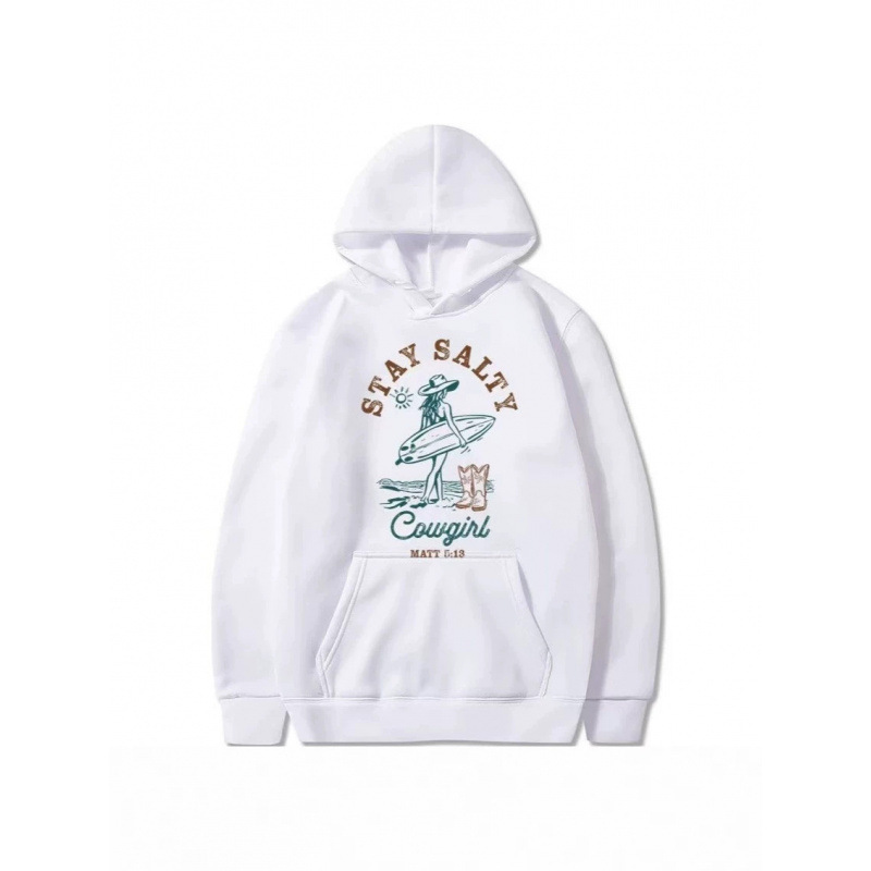Cross-border American retro hooded sweatshirt for men and women, with surfer girl letter print, loose, simple, casual hoodie