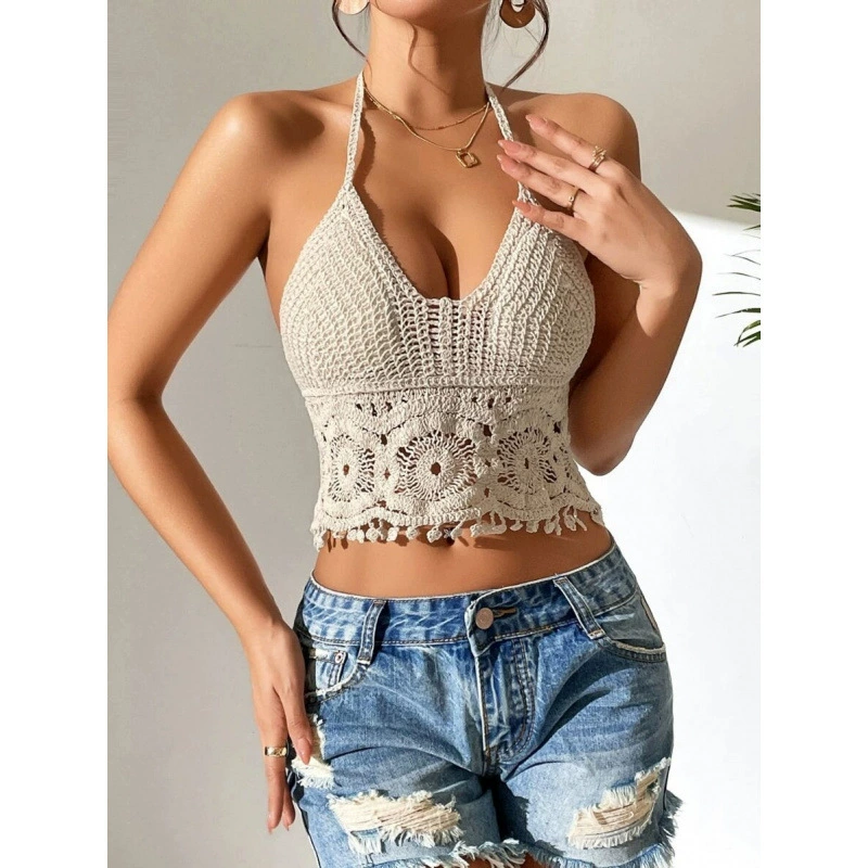 Новые продукты из Европы и США во внешней торговле, безгеод, без Amazon ebay AliExpress крючком полый подтяжки кисточка короткий топ