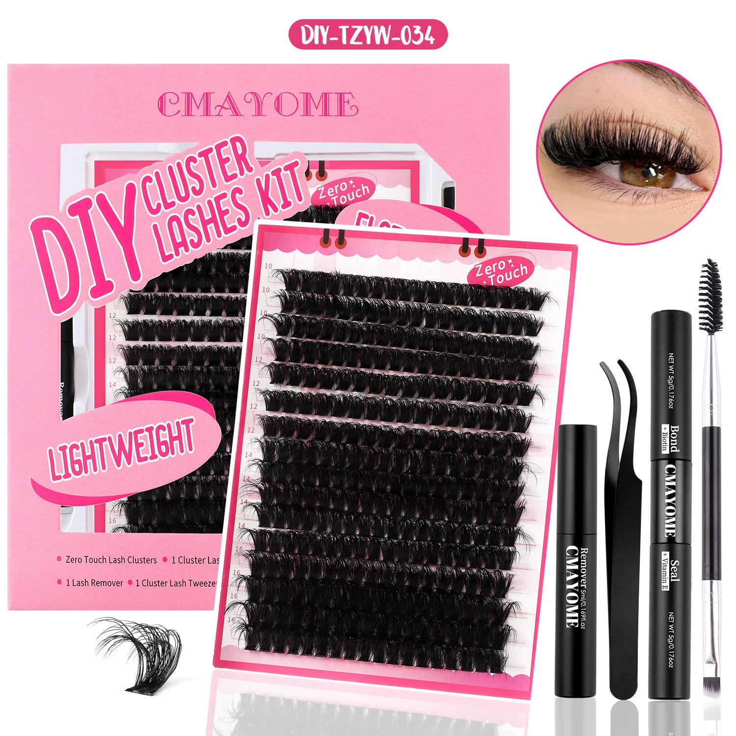 False eyelash kit DIY, capacious dense European style, separate cluster lashes with tools