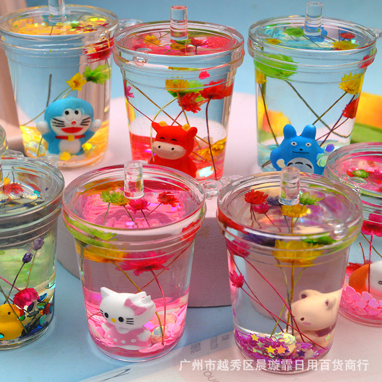 Cute Oil Luminous Sand Bottle Keychain Pendant Ding Cat Puppy Milk Tea Cup Dinosaur Keychain Hanging Accessories Cute Oil Luminous Sand Bottle Keychain Pendant Ding Cat Puppy Milk Tea Cup Dinosaur Keychain Hanging Accessories