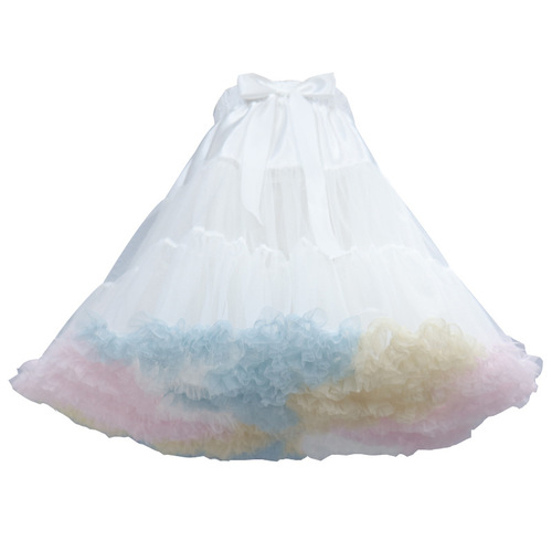 Colorful pastel-toned cloud-like tulle skirt crinoline, tutu-style flouncy skirt—specially designed for cross-border export, perfect for lolita-inspired looks.
