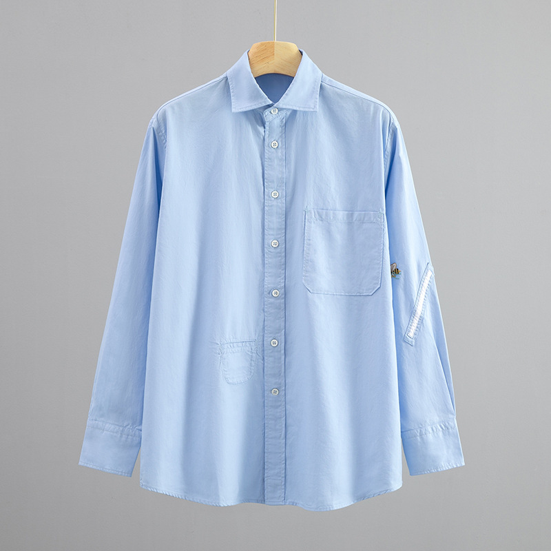 Japanese Style 45 Pure Yuan 908 Series Oxford Cotton Bee Embroidery Casual Simple Long-Sleeve Shirt for Women Japanese Style 45 Pure Yuan 908 Series Oxford Cotton Bee Embroidery Casual Simple Long-Sleeve Shirt for Women