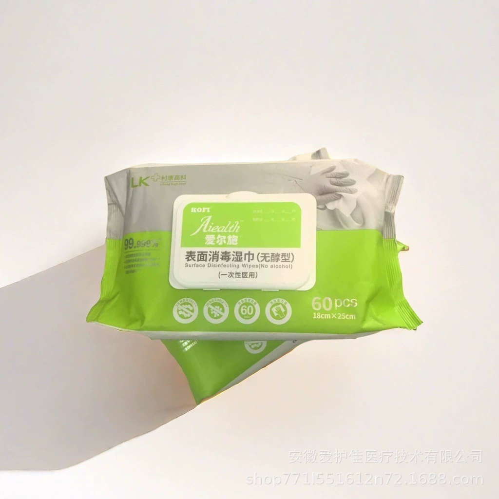Стерилизованные салфетки на поверхности объекта Ershi Одноразовые дезинфицирующие салфетки 60