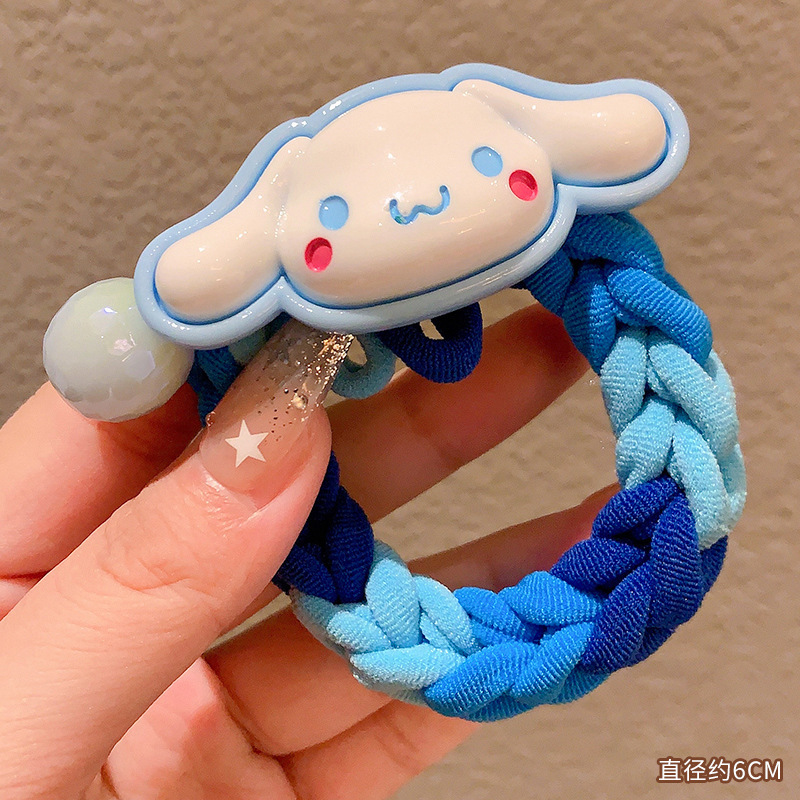 Sanrio colorido tejido de otoño e invierno para niños cuerda de pelo de dibujos animados linda chica banda de goma tocado alto elástico diadema duradera